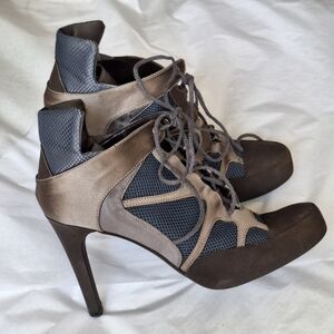 Stella McCartney colorblock pattern boots booties charcoal size 38